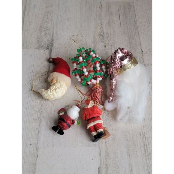 Unique Santa Claus moon face ball bead variety ornament set Xmas glitter - Picture 7 of 8